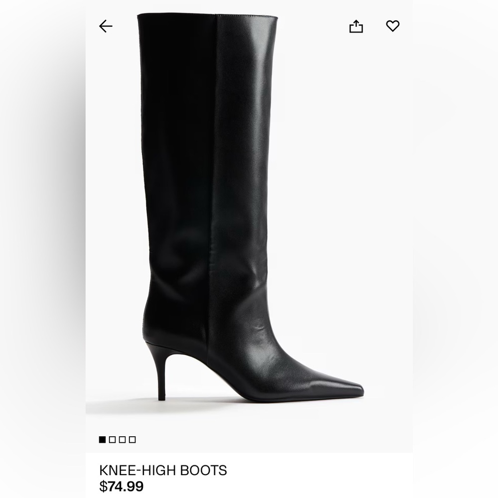 BRAND NEW- H&M Black Knee-High Heeled Boots